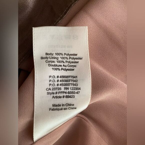 Wilfred Satin Slip Mini Dress Tan Copper  Size Small Adjustable Straps Side Slit - Picture 10 of 13